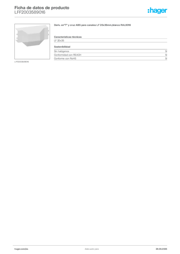 Imagen Hager Ficha de datos de producto LFF2003589016 | Hager España