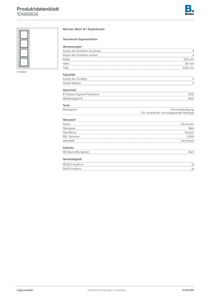 Bild Berker Produktdatenblatt 10146904 | Hager Deutschland