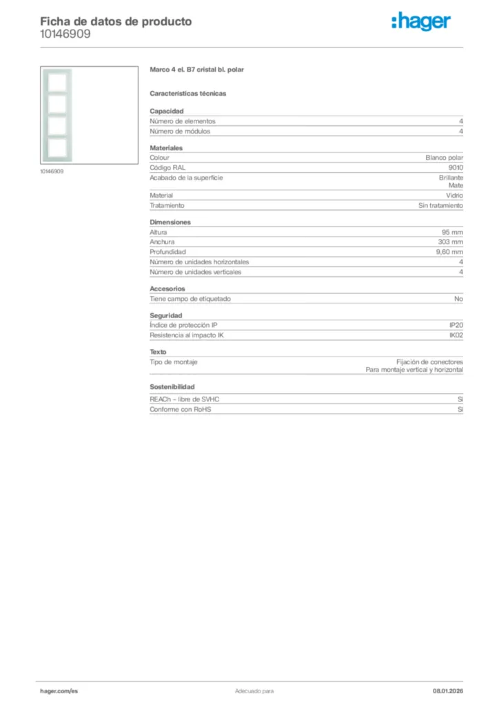 Imagen Hager Ficha de datos de producto 10146909 | Hager España