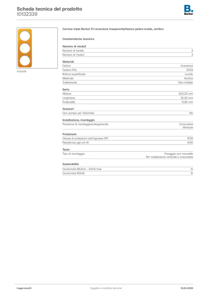Immagine Berker Scheda tecnica del prodotto 10132339 | Hager Italia