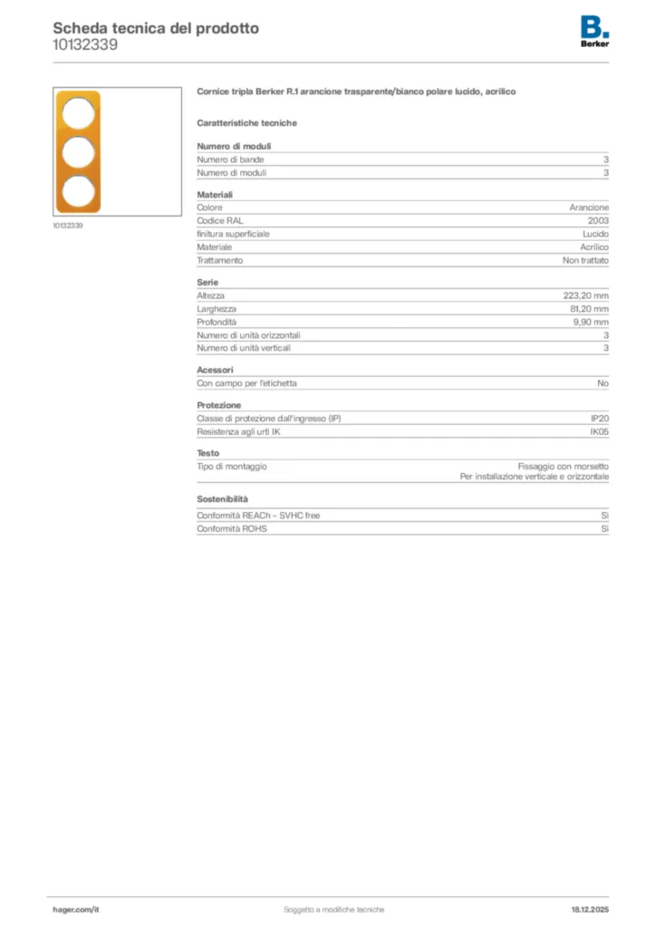 Immagine Berker Scheda tecnica del prodotto 10132339 | Hager Italia