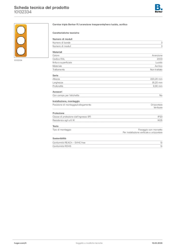Immagine Berker Scheda tecnica del prodotto 10132334 | Hager Italia