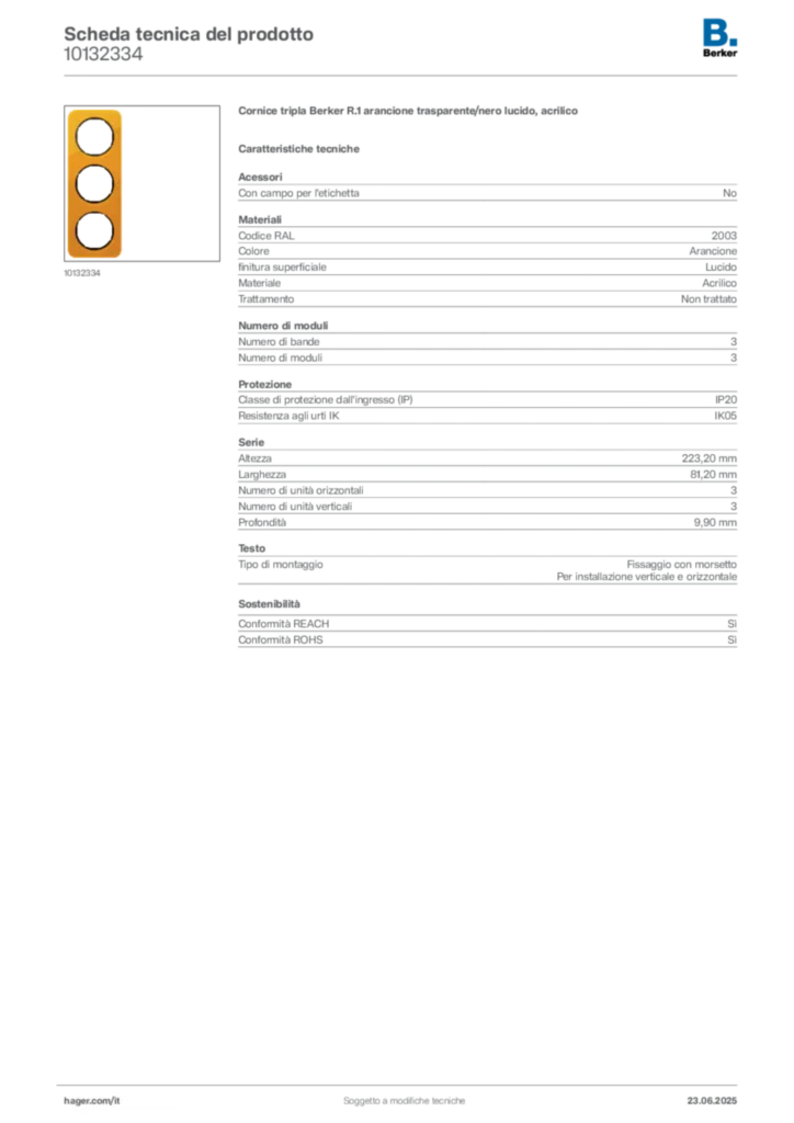 Immagine Berker Scheda tecnica del prodotto 10132334 | Hager Italia