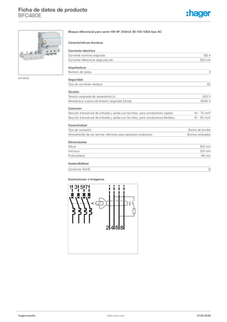 Imagen Hager Ficha de datos de producto BFC480E | Hager España