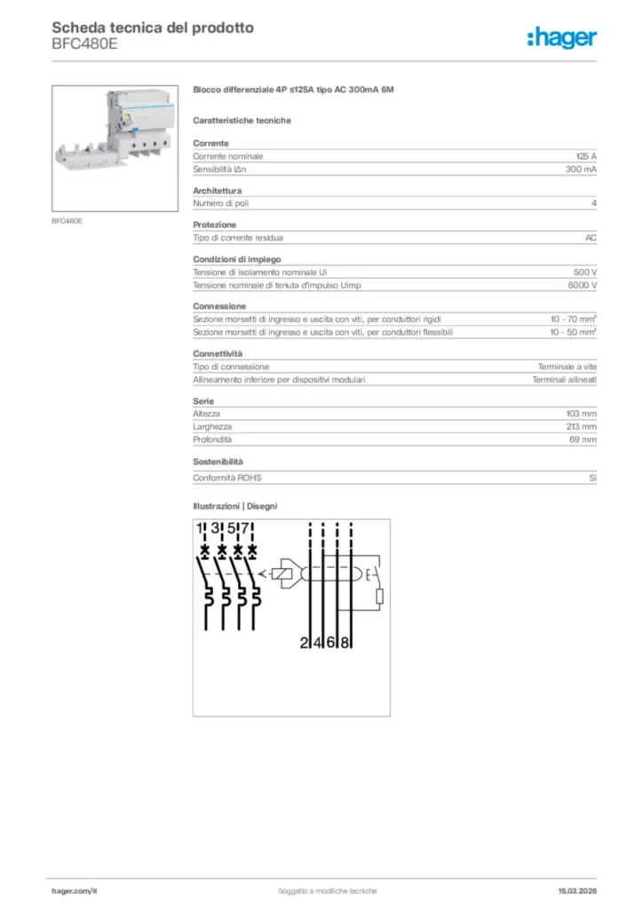 Immagine Hager Scheda tecnica del prodotto BFC480E | Hager Italia