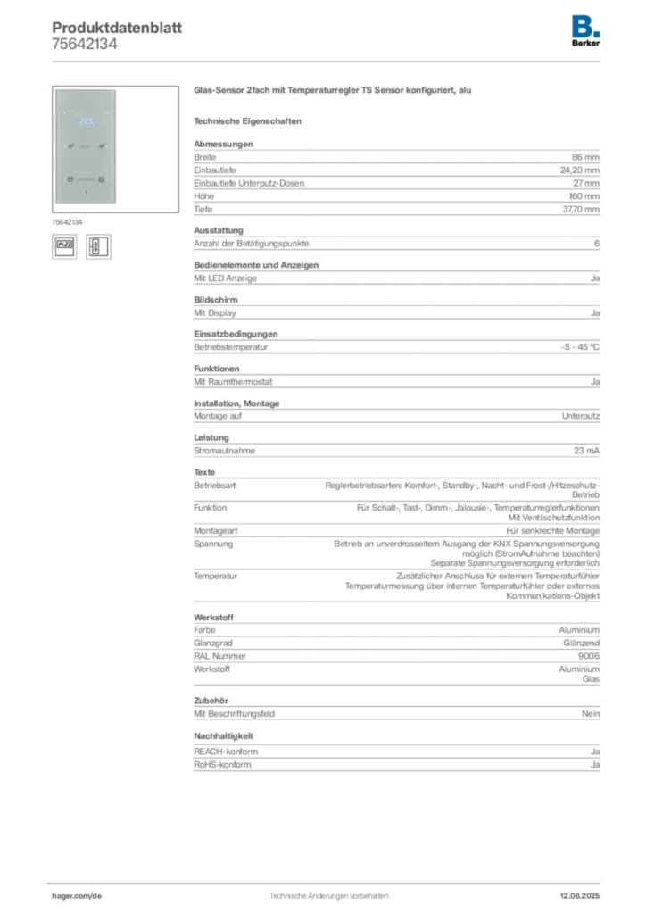 Berker Produktdatenblatt 75642134