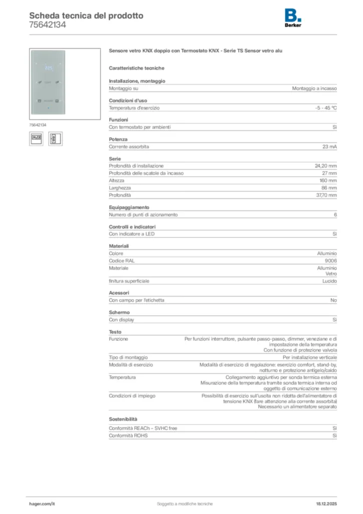 Immagine Berker Scheda tecnica del prodotto 75642134 | Hager Italia