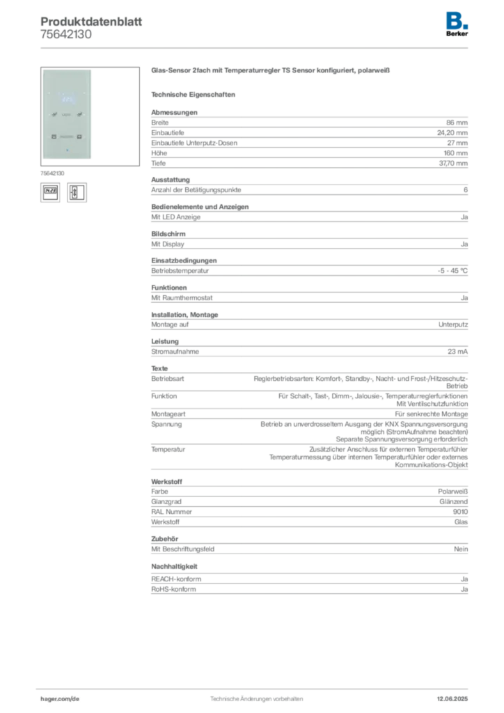 Berker Produktdatenblatt 75642130