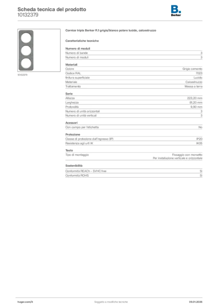 Immagine Berker Scheda tecnica del prodotto 10132379 | Hager Italia