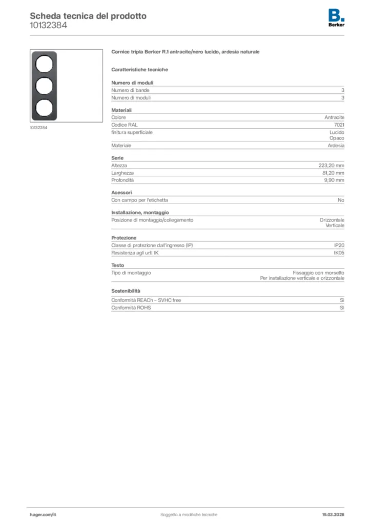 Immagine Berker Scheda tecnica del prodotto 10132384 | Hager Italia