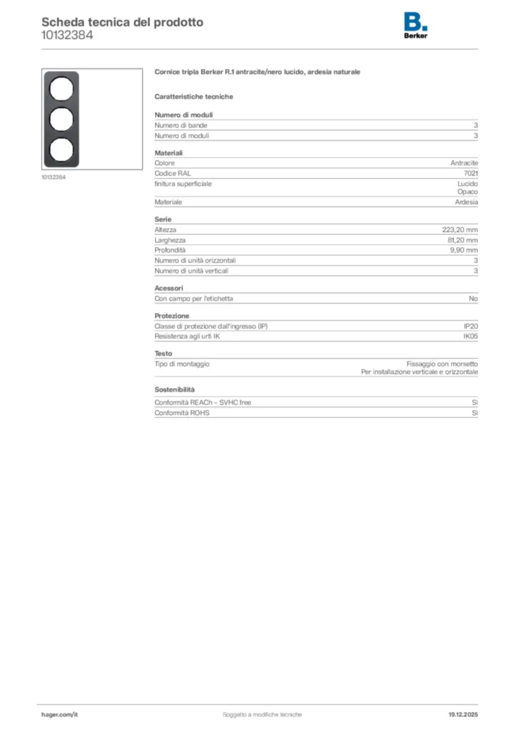 Immagine Berker Scheda tecnica del prodotto 10132384 | Hager Italia