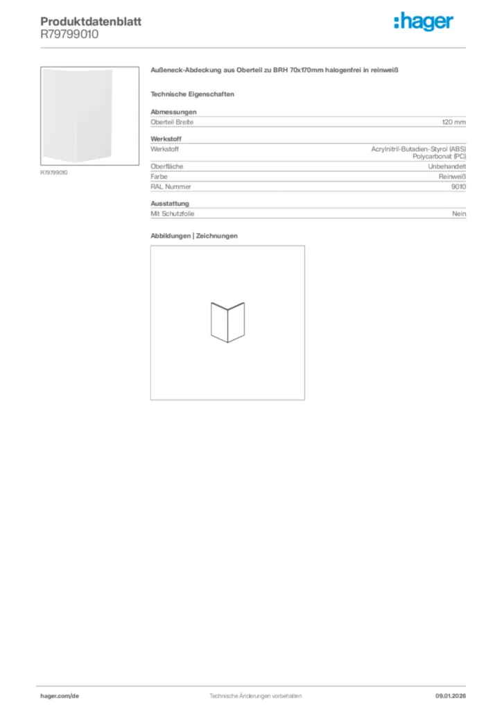 Bild Hager Produktdatenblatt R79799010 | Hager Deutschland