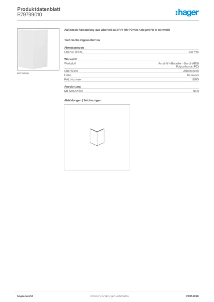 Bild Hager Produktdatenblatt R79799010 | Hager Deutschland