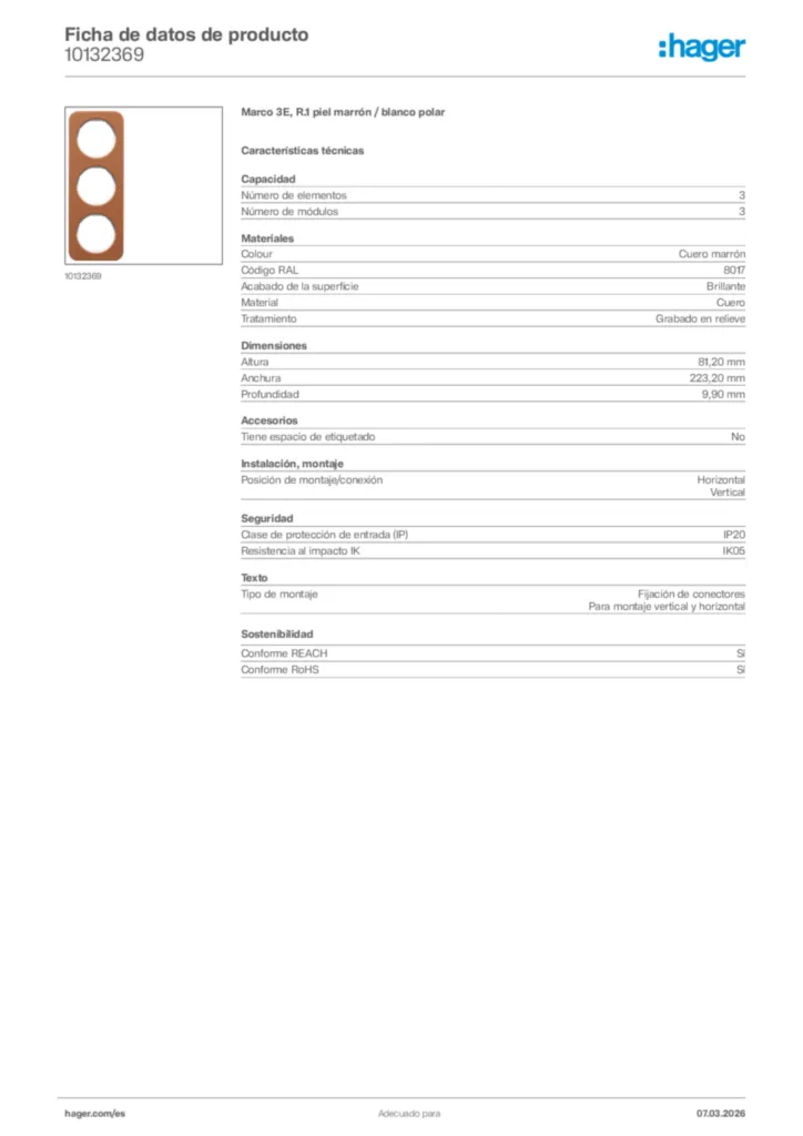 Imagen Hager Ficha de datos de producto 10132369 | Hager España