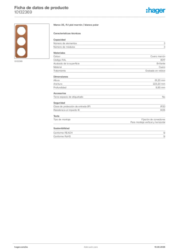 Imagen Hager Ficha de datos de producto 10132369 | Hager España