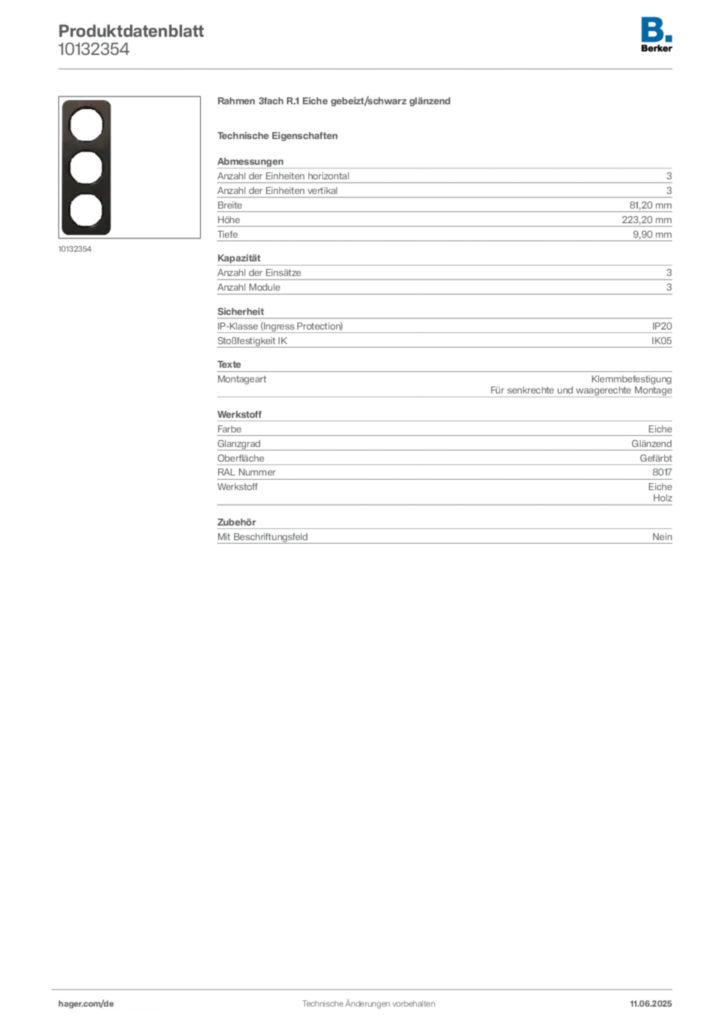 Berker Produktdatenblatt 10132354
