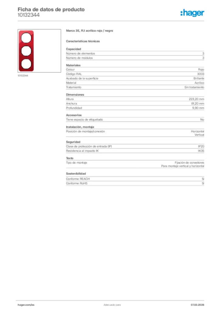 Imagen Hager Ficha de datos de producto 10132344 | Hager España