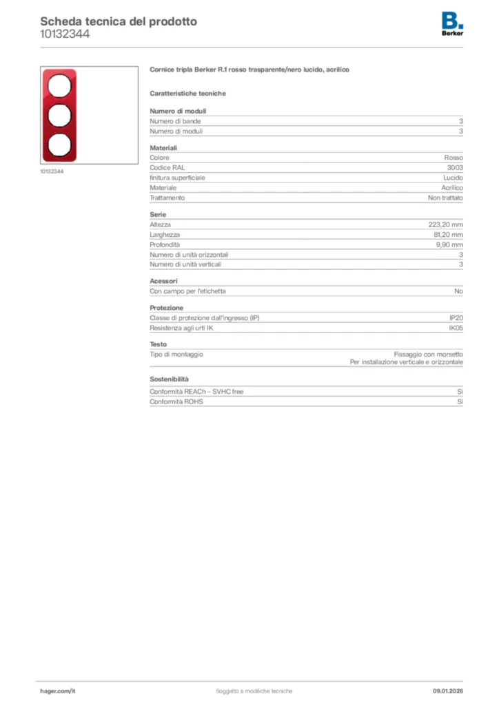 Immagine Berker Scheda tecnica del prodotto 10132344 | Hager Italia