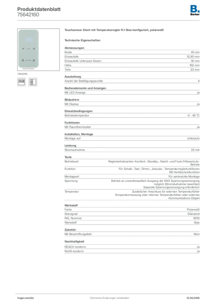 Berker Produktdatenblatt 75642160