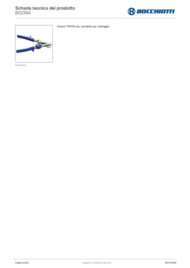 Immagine Bocchiotti Scheda tecnica del prodotto B02164 | Hager Italia