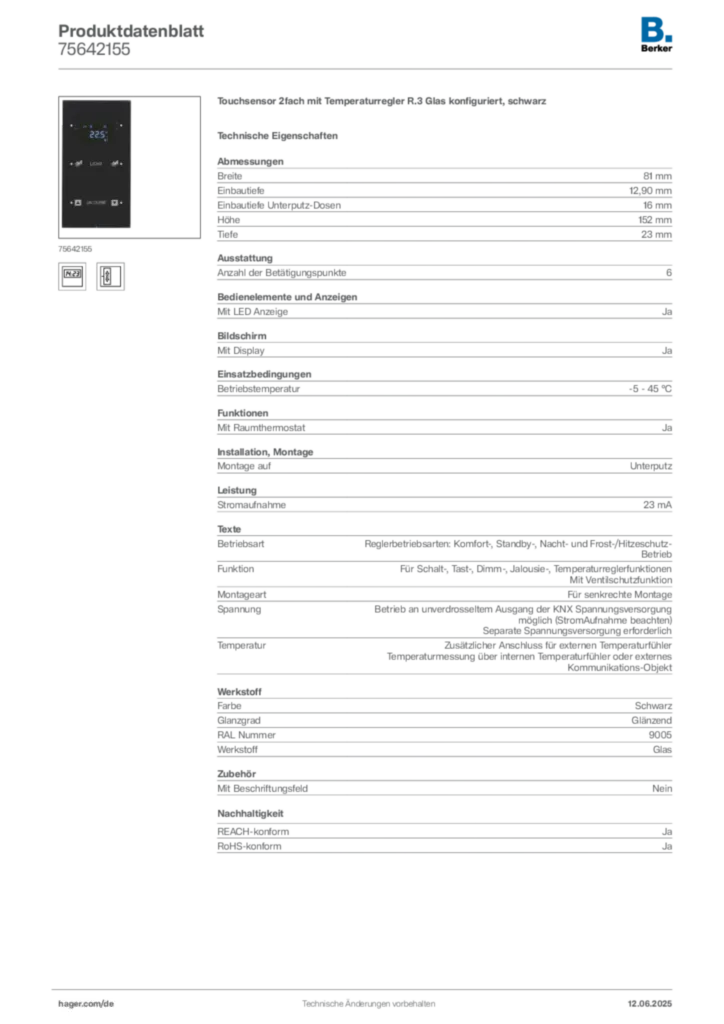 Berker Produktdatenblatt 75642155
