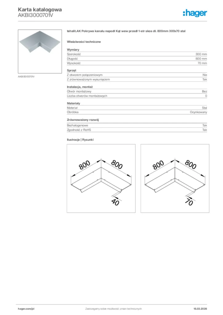 Zdjęcie Hager Karta katalogowa AKBI3000701V | Hager Polska