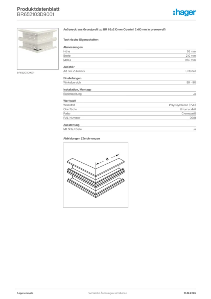 Bild Hager Produktdatenblatt BR652103D9001 | Hager Deutschland