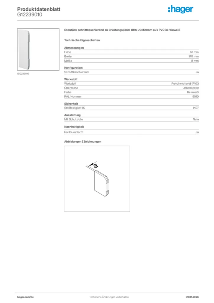 Bild Hager Produktdatenblatt G12239010 | Hager Deutschland
