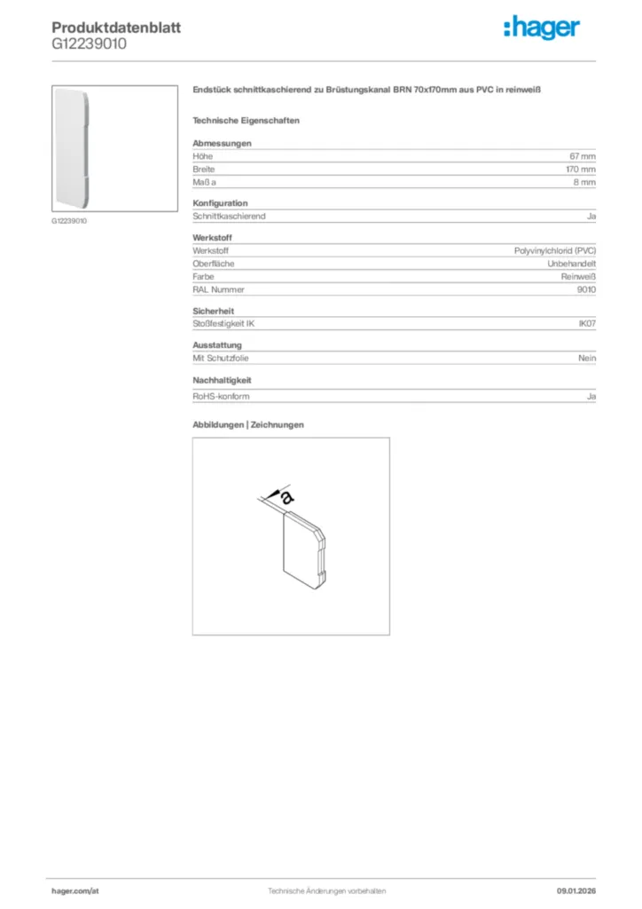 Bild Hager Produktdatenblatt G12239010 | Hager Deutschland