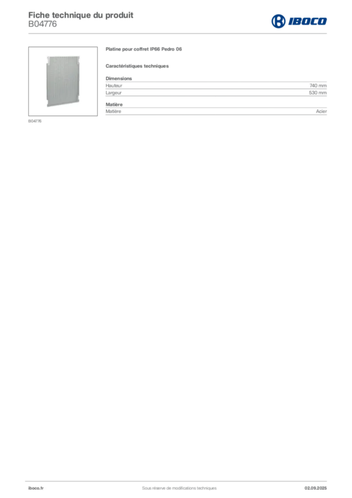 Image Iboco Fiche technique du produit B04776 | Hager France