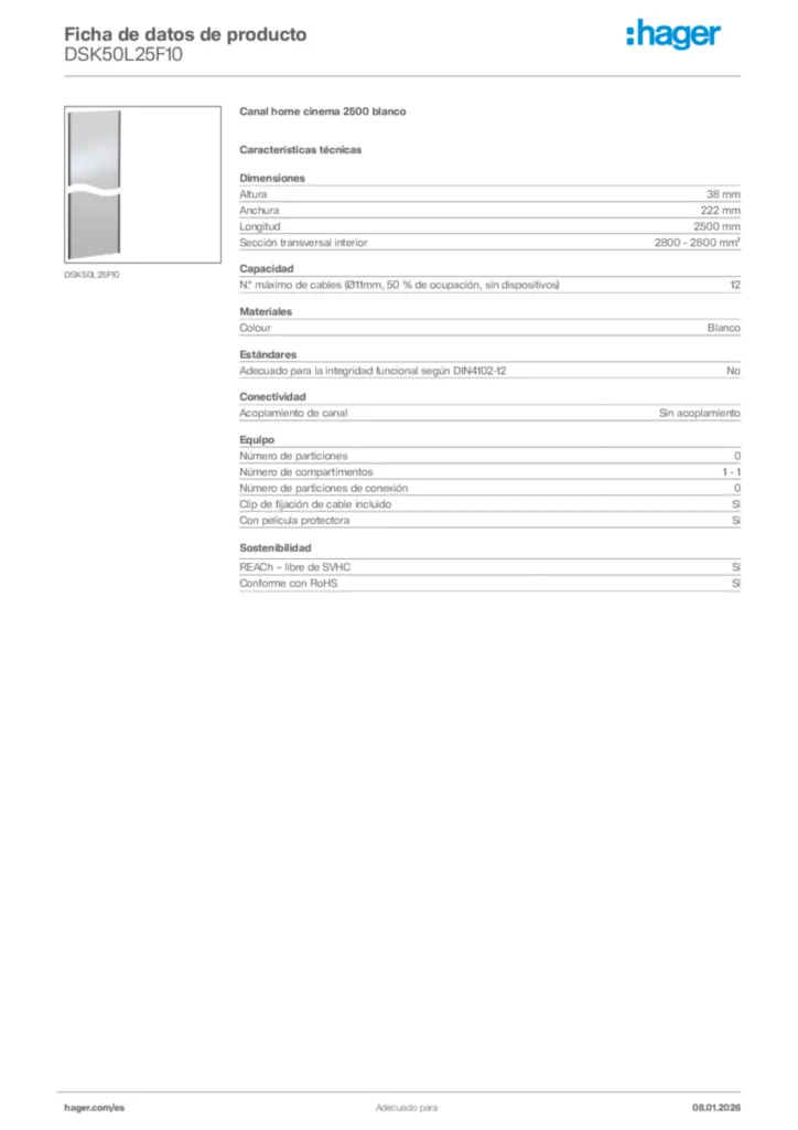Imagen Hager Ficha de datos de producto DSK50L25F10 | Hager España
