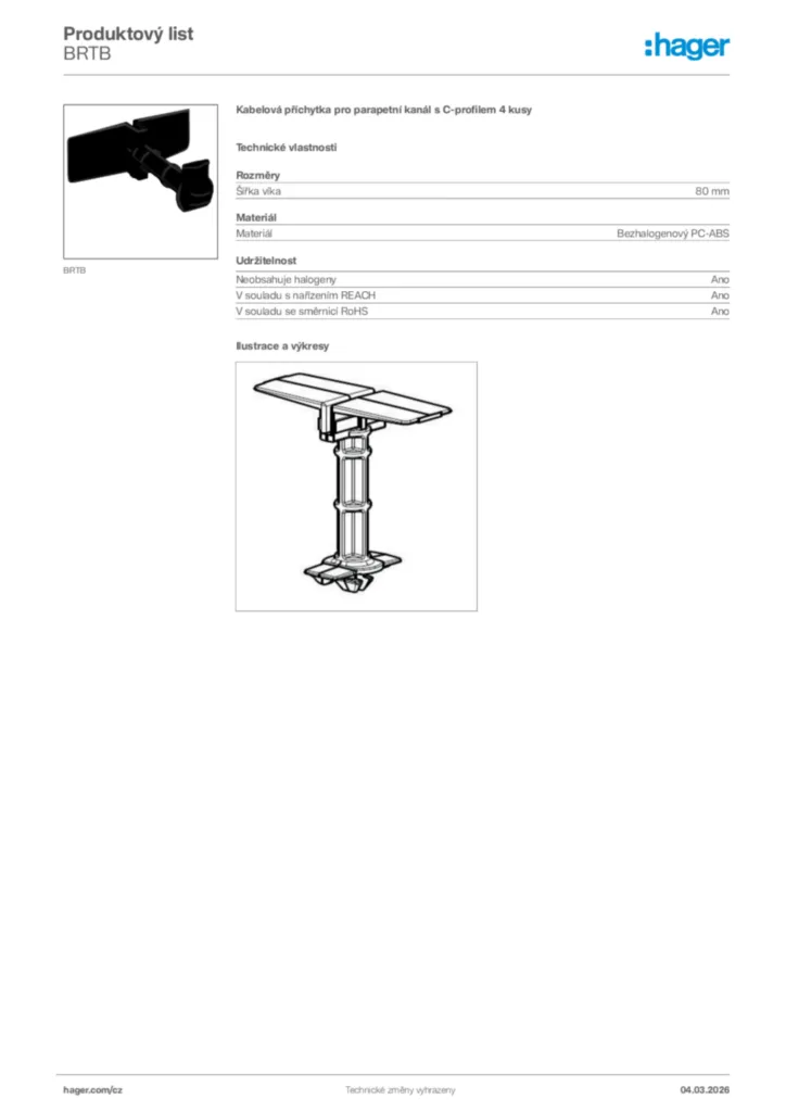 Obrázek Hager Product data sheet BRTB | Hager