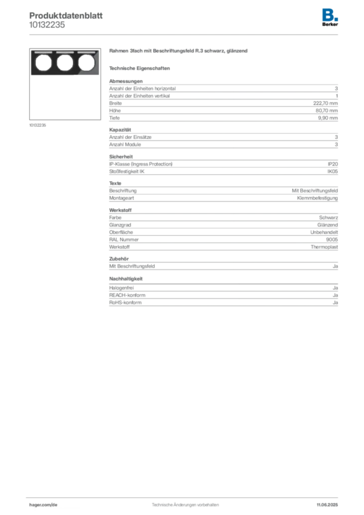 Berker Produktdatenblatt 10132235