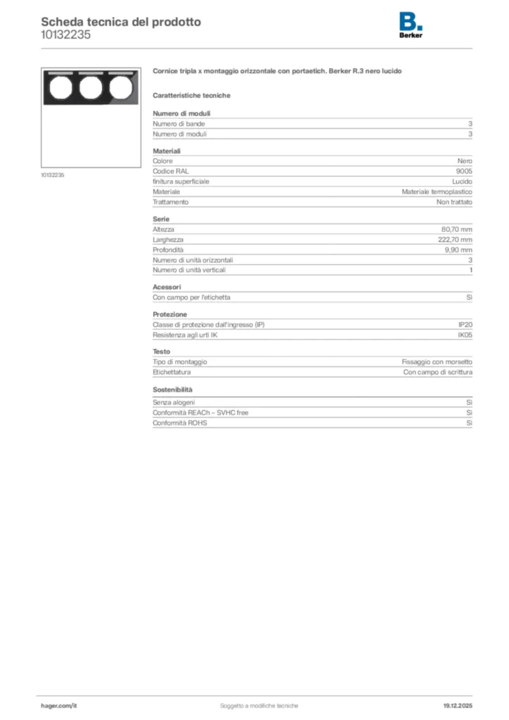 Immagine Berker Scheda tecnica del prodotto 10132235 | Hager Italia