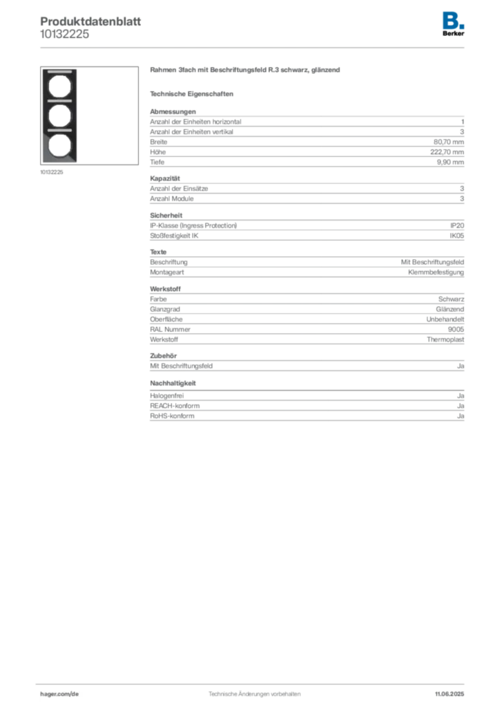 Berker Produktdatenblatt 10132225