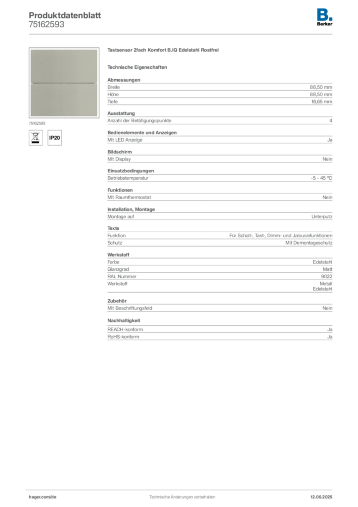 Berker Produktdatenblatt 75162593
