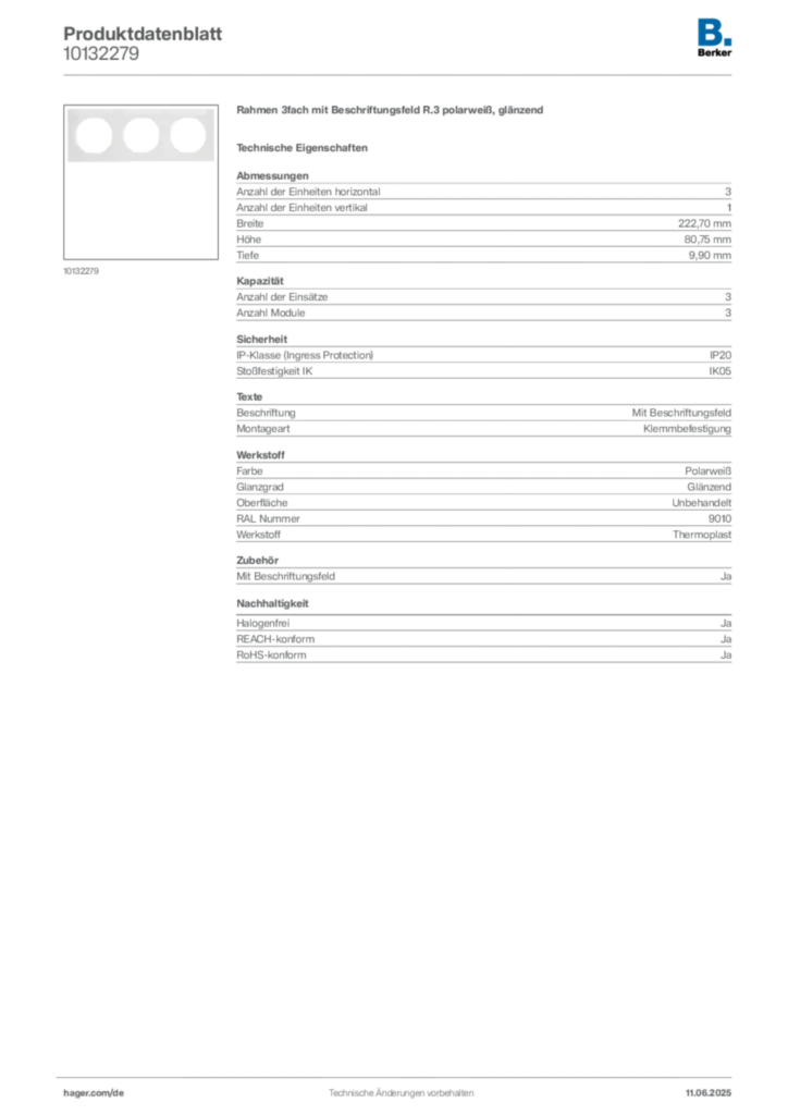 Berker Produktdatenblatt 10132279