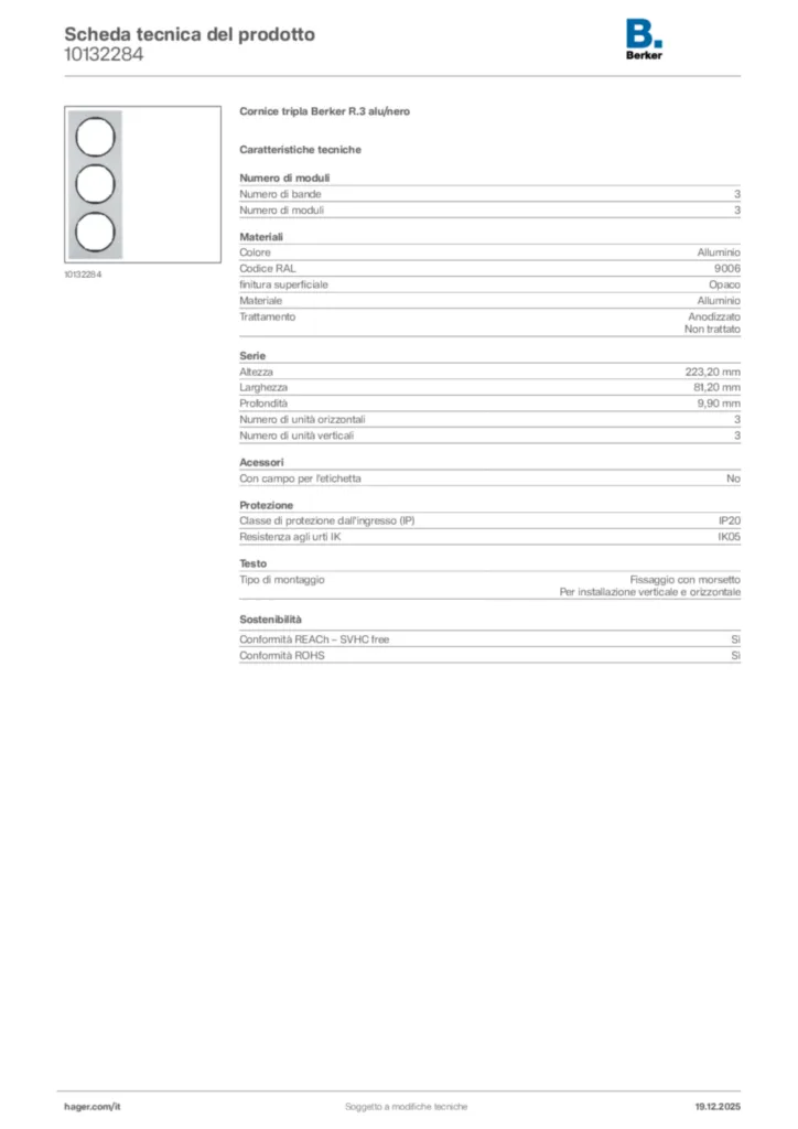 Immagine Berker Scheda tecnica del prodotto 10132284 | Hager Italia