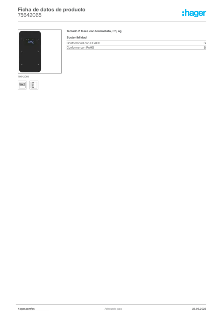Imagen Hager Ficha de datos de producto 75642065 | Hager España
