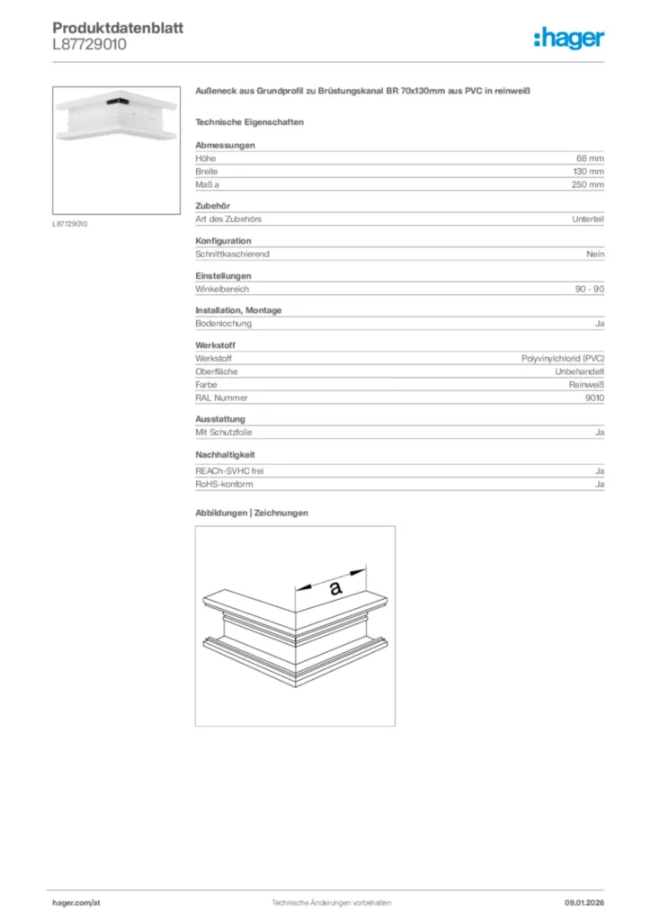 Bild Hager Produktdatenblatt L87729010 | Hager Deutschland