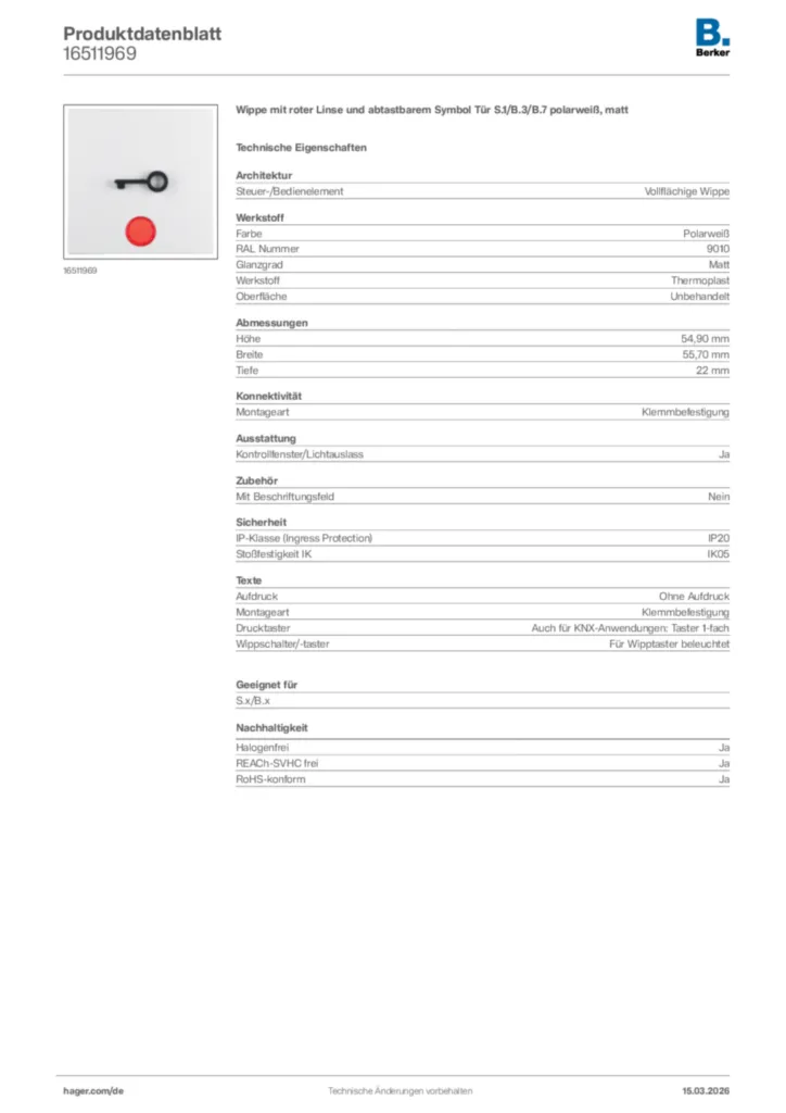 Bild Berker Produktdatenblatt 16511969 | Hager Deutschland