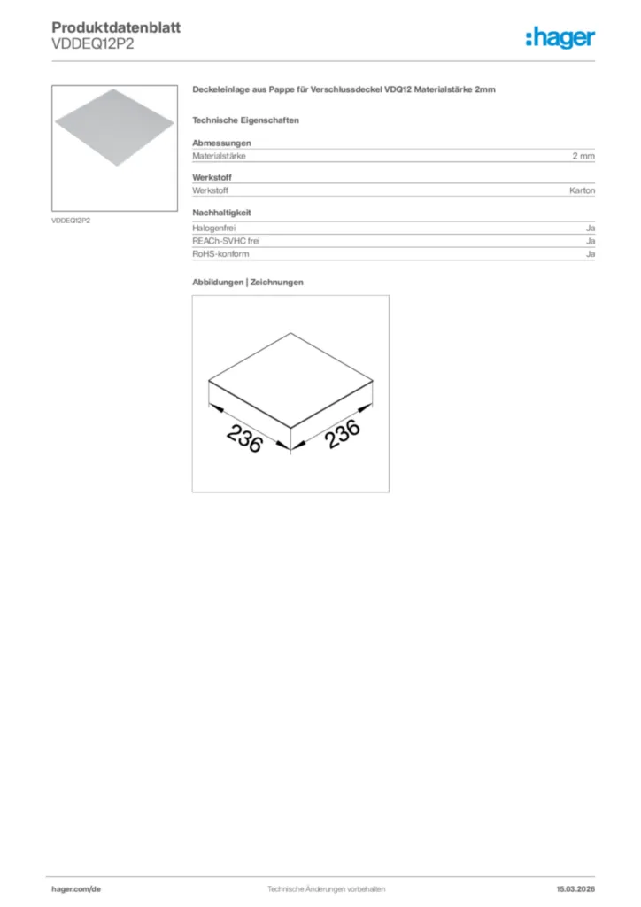 Bild Hager Produktdatenblatt VDDEQ12P2 | Hager Deutschland