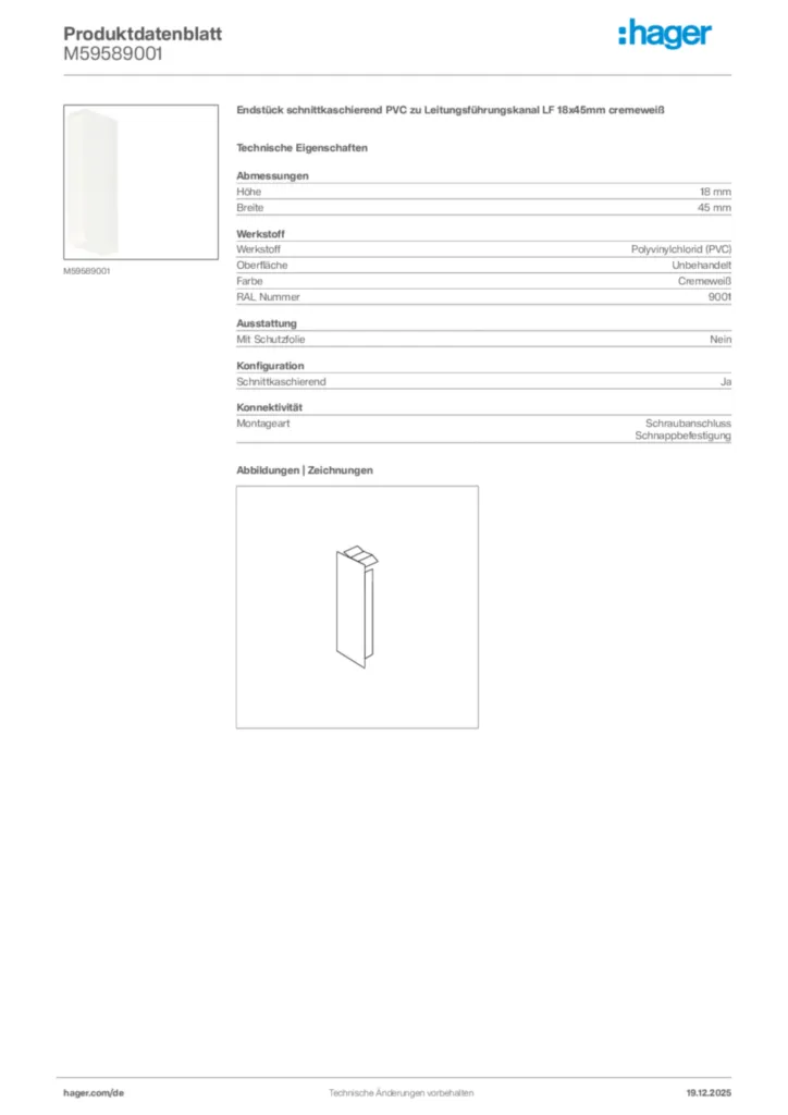 Bild Hager Produktdatenblatt M59589001 | Hager Deutschland