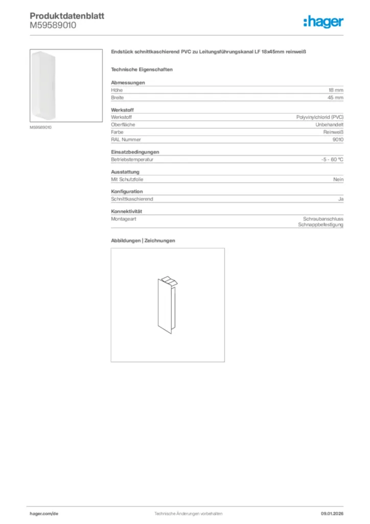 Bild Hager Produktdatenblatt M59589010 | Hager Deutschland