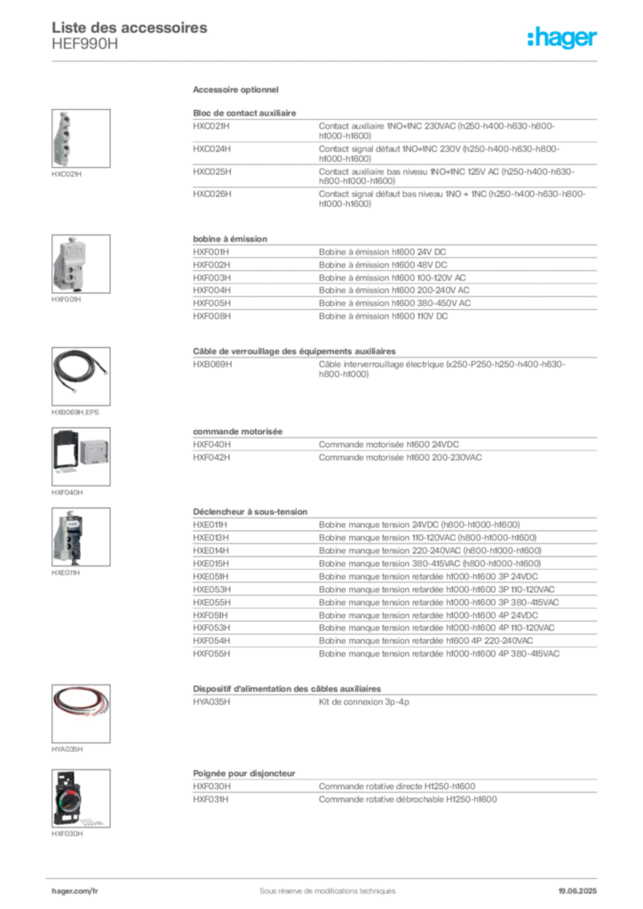 Image Hager Fiche technique du produit HEF990H | Hager France