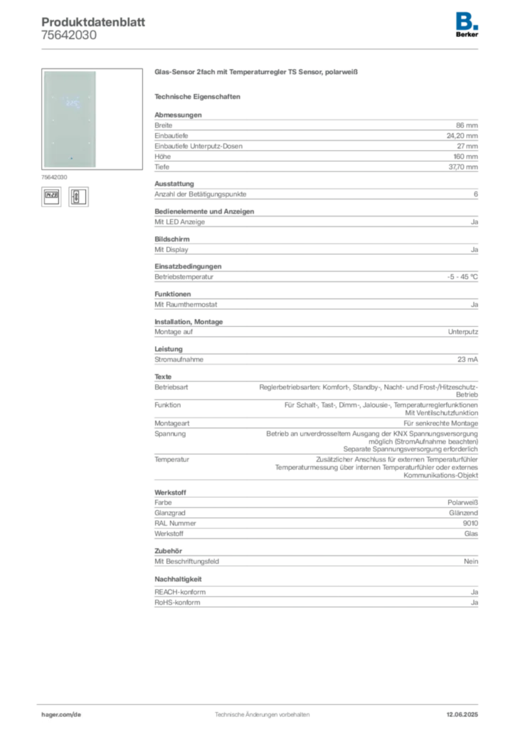 Berker Produktdatenblatt 75642030