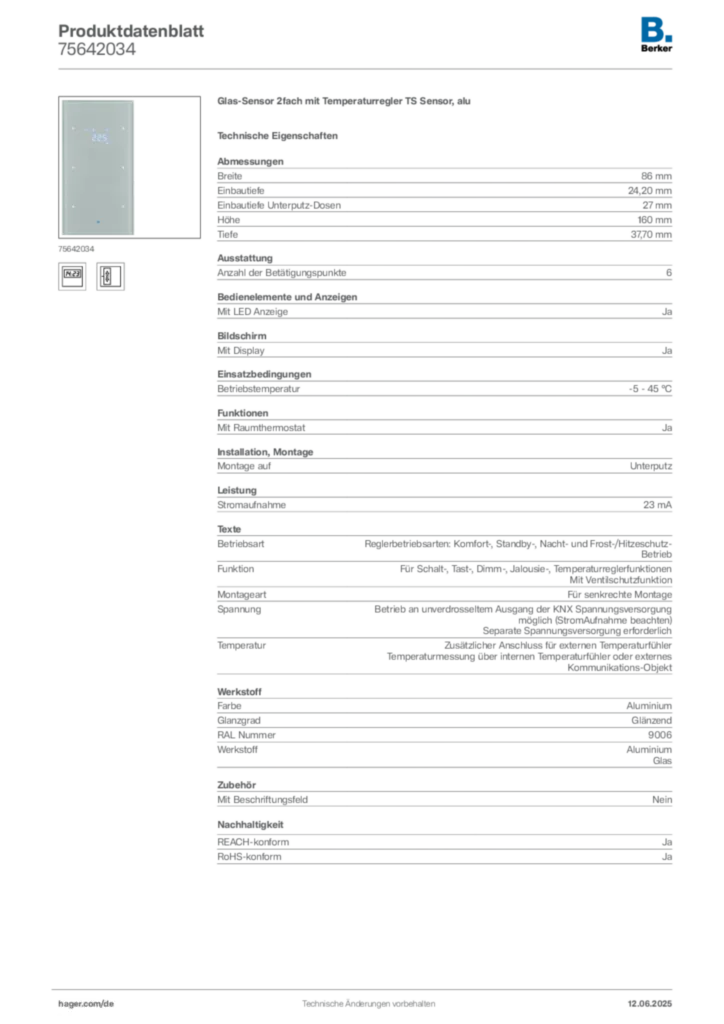 Berker Produktdatenblatt 75642034