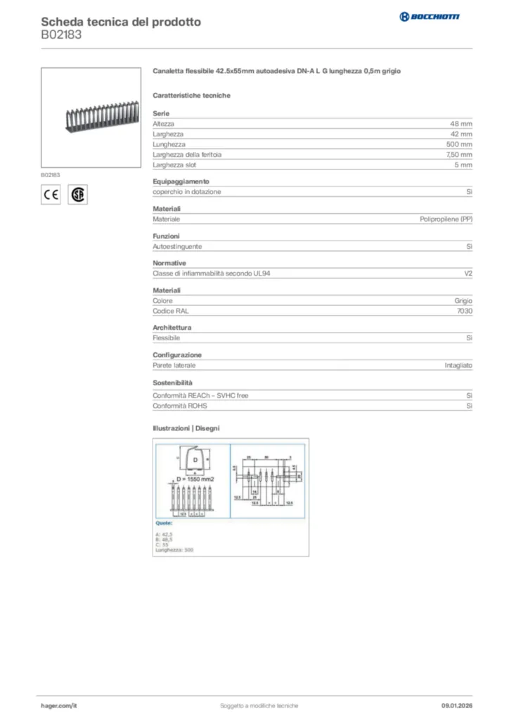Immagine Bocchiotti Scheda tecnica del prodotto B02183 | Hager Italia