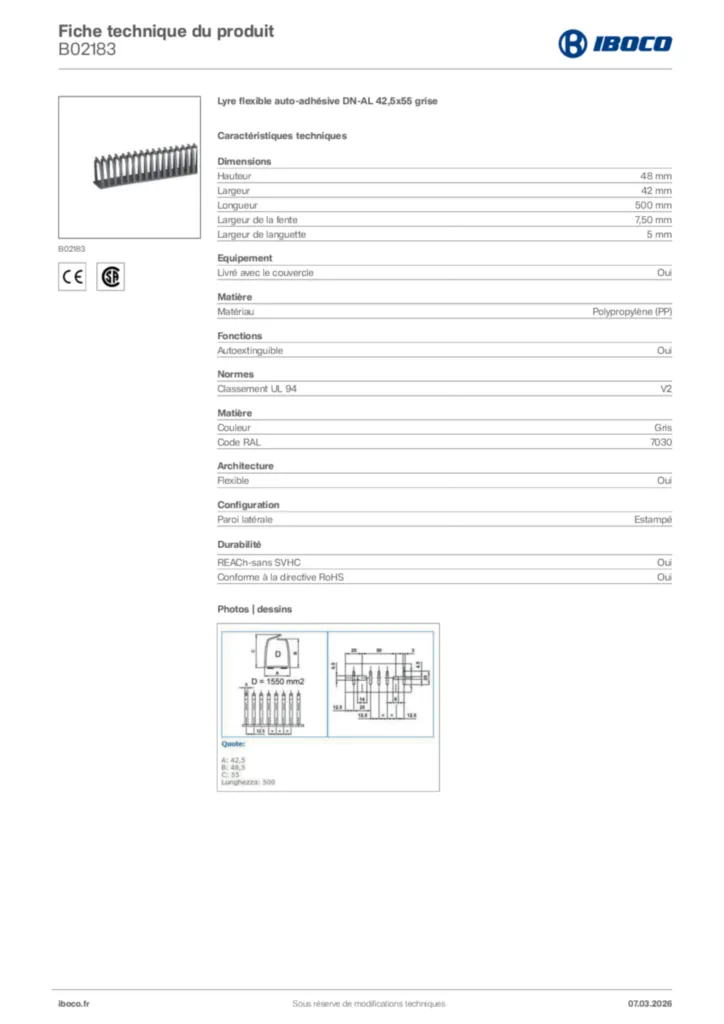Image Iboco Fiche technique du produit B02183 | Hager France