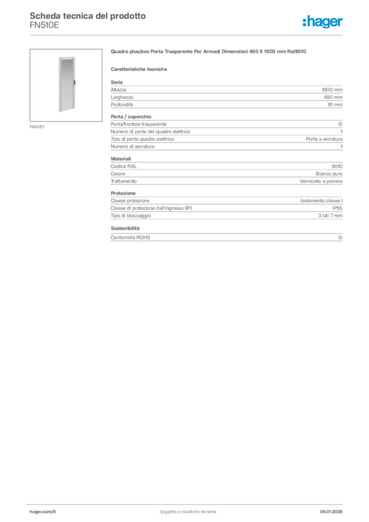 Immagine Hager Scheda tecnica del prodotto FN510E | Hager Italia